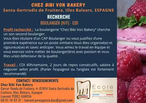 «CHEZ BIBI VON BAKERY» Recherche son second boulanger